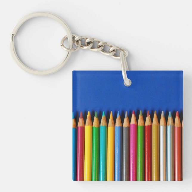 Colorful pencil crayons key ring (Front)