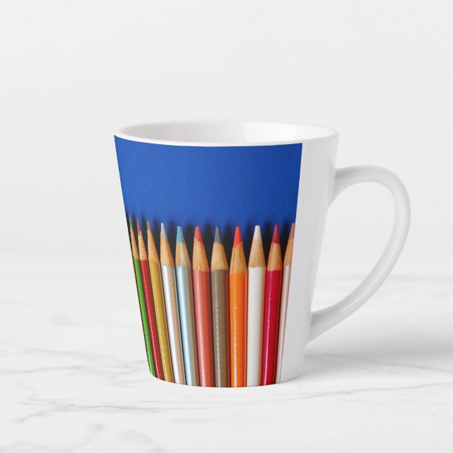 Colorful pencil crayons latte mug (Right)