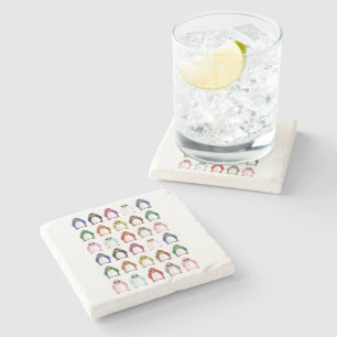 Colorful Penguin Pattern Art – Modern Whimsical Stone Coaster