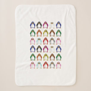 Colorful Penguin Pattern – Cozy Rainbow Animal Arc Sherpa Blanket