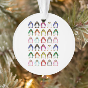 Colorful Penguin Pattern Cute Kawaii Holiday Ornament