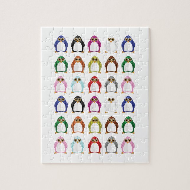 Colorful Penguin Pattern Fun Whimsical Cute Animal Jigsaw Puzzle (Vertical)