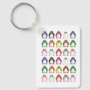 Colorful Penguin Pattern Fun Whimsical Cute Animal Key Ring