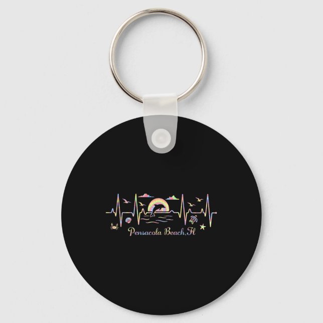 Colorful Pensacola Beach  Key Ring (Front)