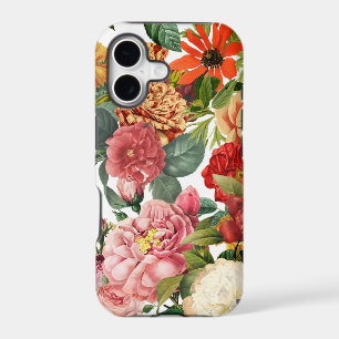 Colorful peony and rose vintage garden