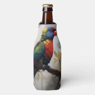 Colorful Perch: A Rainbow Lorikeet in the Tree Bottle Cooler