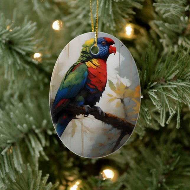 Colorful Perch: A Rainbow Lorikeet in the Tree Ceramic Tree Decoration (Tree)