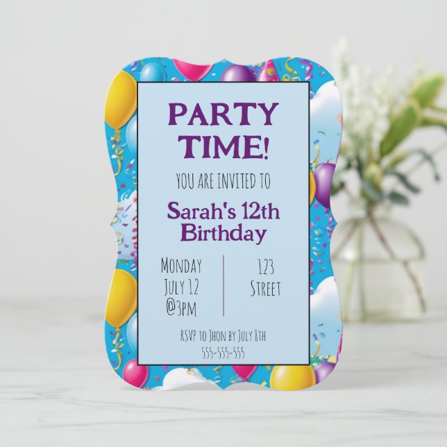 Colorful Personalized birthday invitation (Standing Front)