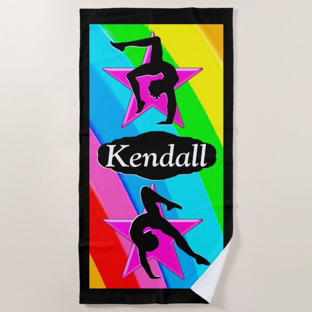 COLORFUL PERSONALIZED GYMNASTICS BEACH TOWEL (Front)