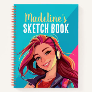 Colorful Personalized Teen Girl Sketch Book