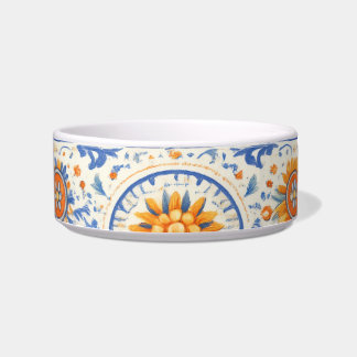 Colorful Pet Bowl, Mediterranean Tile Inspired Bowl