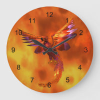Colorful Phoenix Flying Against a Fiery Background