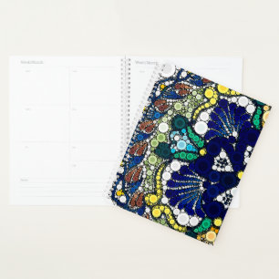 colorful photo art mexican talavera pottery blue planner