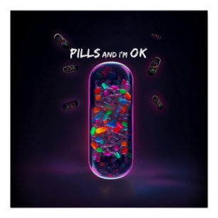Colorful Pill cool medication trendy design Poster