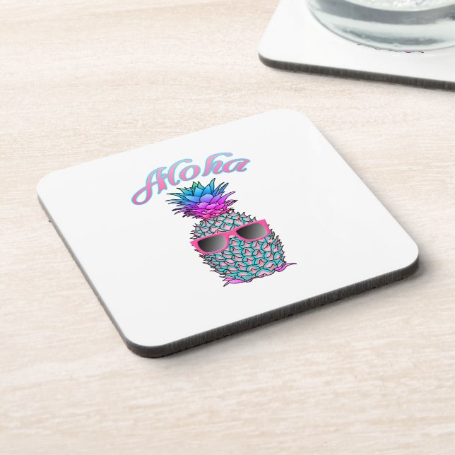 Colorful Pineapple Hawaiian Aloha Coaster (Left Side)