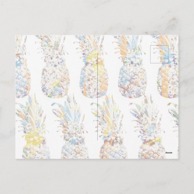 Colorful Pineapple Print Holiday Postcard (Back)