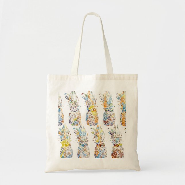 Colorful Pineapple Print Tote Bag (Front)