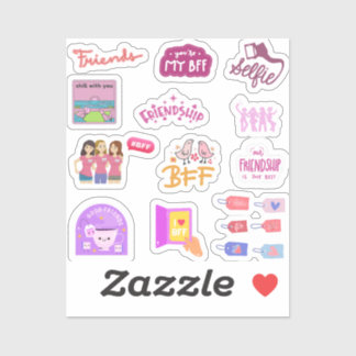 Colorful Pink Besties / Best Friend Sticker Pack