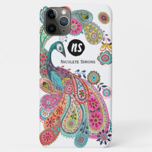 Colorful Pink Blue Bright Peacock Floral Paisley Case-Mate iPhone Case