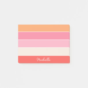Colorful Pink Orange Personalized Color Stripes Post-it Notes