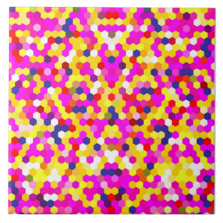 colorful pink yellow hexagon pattern art tile