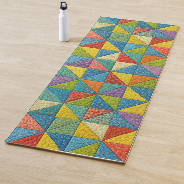 Colorful Pinwheel Quilt Design Yoga Mat (In Situ)