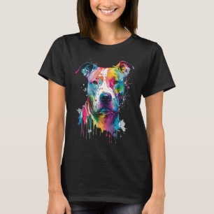 Colorful Pit bull Terrier Dog Love r Dad Mom Boy G T-Shirt