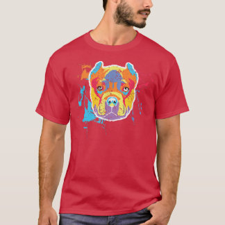 Colorful Pitbull Dog Lover, Ladies Man Dog, Love P T-Shirt
