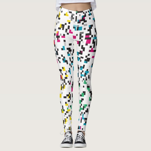 Colorful Pixel blocks Leggings (Front)
