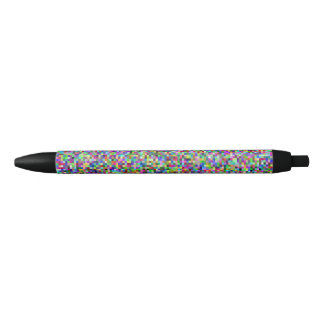 Colorful Pixel Squares Background Pattern Black Ink Pen