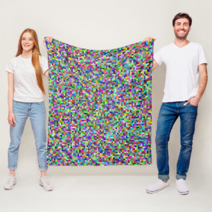 Colorful Pixel Squares Background Pattern Fleece Blanket