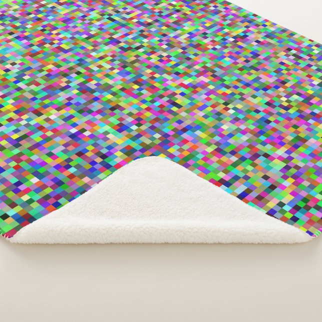 Colorful Pixel Squares Background Pattern Sherpa Blanket (3/4)