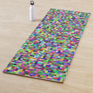Colorful Pixel Squares Background Pattern Yoga Mat