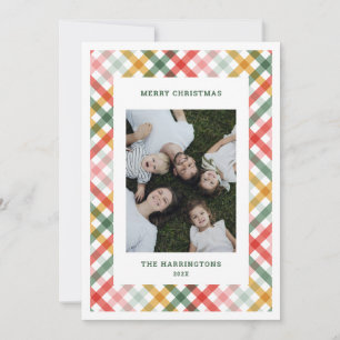 Colorful Plaid Photo Flat Holiday Card