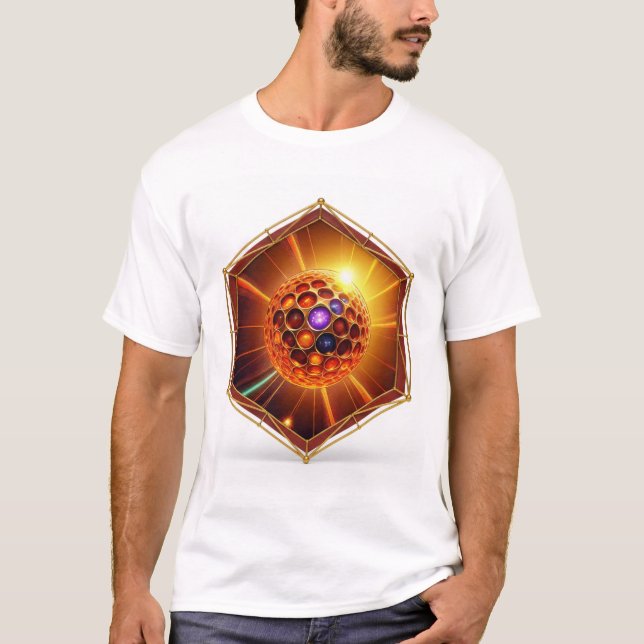 Colorful Plasma Ball Emitting Rays T-Shirt (Front)