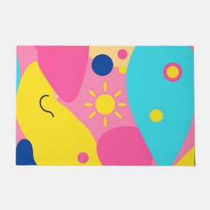 Colorful Playful Organic Shapes Pattern Doormat