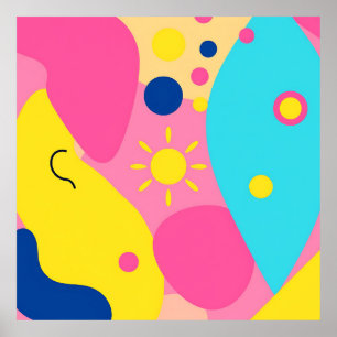Colorful Playful Organic Shapes Pattern Poster