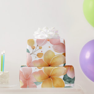 Colorful Plumeria Hawaii Tropical Floral Botanical Wrapping Paper