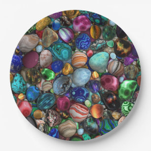 Colorful Polished Stones  Paper Plate