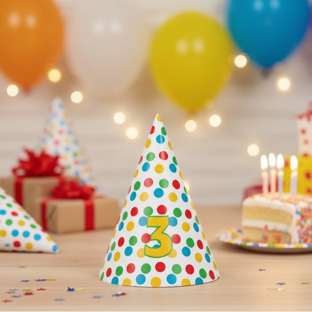 Colorful Polka Dot Third Birthday Hat (Creator Uploaded)