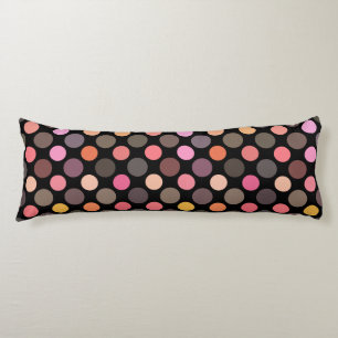 colorful polka dots on black body cushion