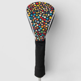 Colorful Polka Dots on Dark Background Golf Head Cover