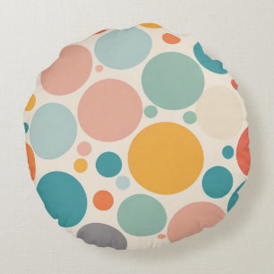 Colorful Polka Dots Round Cushion