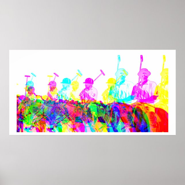 Colorful Polo Players Wall Art  (Front)
