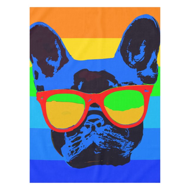 Colorful Pop Art French Bulldog Tablecloth (Front)