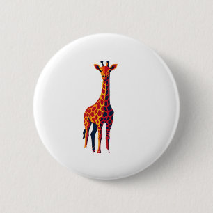 Colorful Pop Art Giraffe � Modern Savannah Art at  6 Cm Round Badge