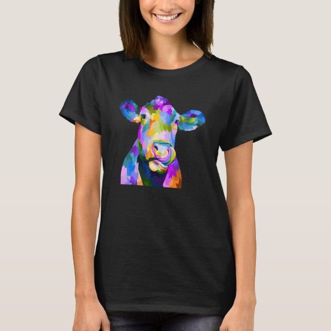 Colorful Pop Cow T-Shirt (Front)