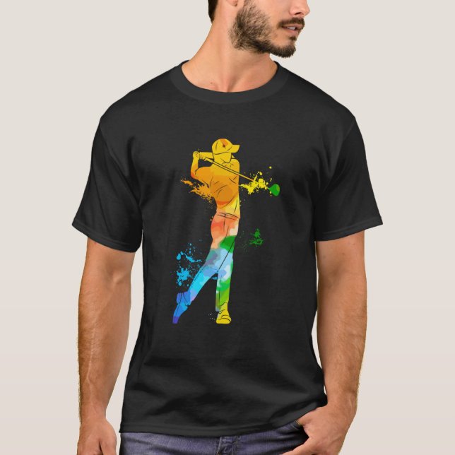 Colorful Pop Portrait Dad Golf T-Shirt (Front)