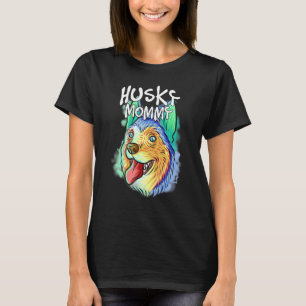 Colorful Pop Portrait Husky Dog Mom Mother's Day M T-Shirt