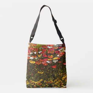 COLORFUL POPPIES REACHING FOR THE SUN CROSSBODY BAG
